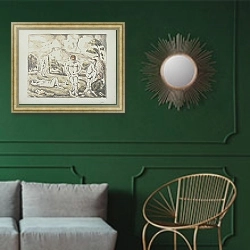 «L'Estaque 2» в интерьере классической гостиной с зеленой стеной над диваном