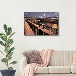 «Москва. Малыи? Устьинскии? мост» в интерьере современной светлой гостиной над диваном