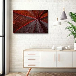 «Лист цветка. Красный» в интерьере комнаты в скандинавском стиле над тумбой