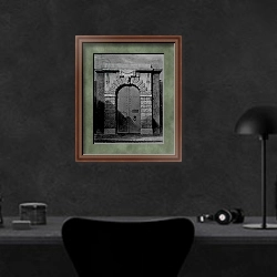 «View of Newgate» в интерьере кабинета в черных цветах над столом
