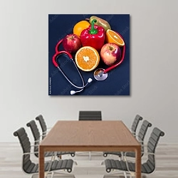 «Здоровое питание» в интерьере конференц-зала над столом для переговоров