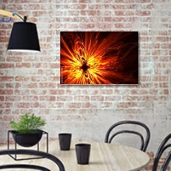 «Огненный цветок» в интерьере кухни в стиле лофт с кирпичной стеной