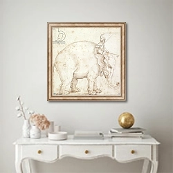 «Elephant Hanno and his Mahout» в интерьере в классическом стиле над столом
