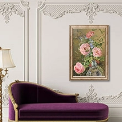 «Roses, Convolvulus and Delphiniums» в интерьере в классическом стиле над банкеткой