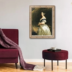«Queen Victoria 1842» в интерьере гостиной в бордовых тонах