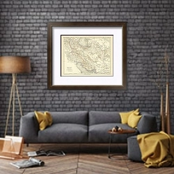 «Карта Персии 3» в интерьере в стиле лофт над диваном