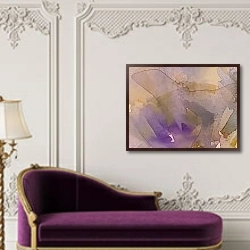«Watercolor etude with irises» в интерьере в классическом стиле над банкеткой