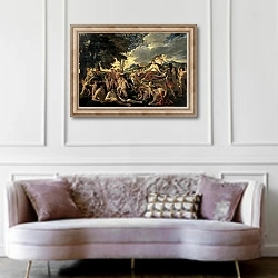 «The Triumph of Flora, c.1627-28» в интерьере гостиной в классическом стиле над диваном