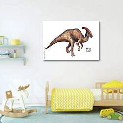 «Акварельный динозавр» в интерьере детской комнаты для мальчика с игрушками