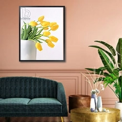 «Yellow tulips I, 1999» в интерьере классической гостиной над диваном