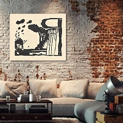 «Klänge Pl.10» в интерьере гостиной в стиле лофт с кирпичной стеной