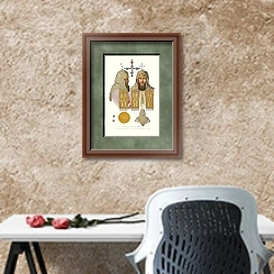 «Klobuk patriarkha Nikona.» в интерьере кабинета с песочной стеной над столом