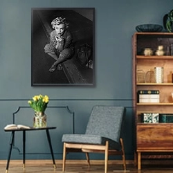 «Monroe, Marilyn 135» в интерьере гостиной в стиле ретро в серых тонах