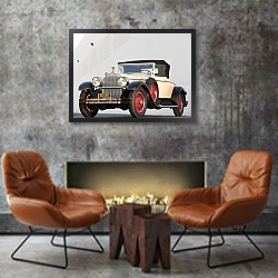 «Packard Custom Eight Convertible Coupe by Dietrich '1928» в интерьере в стиле лофт с бетонной стеной над камином