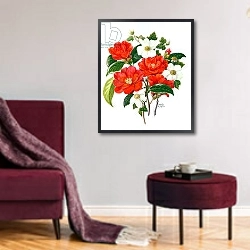«Camellia Adolf Audusson» в интерьере гостиной с розовым диваном