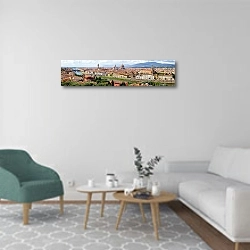 «Италия. Флоренция. Большая панорама» в интерьере современной гостиной в светлых тонах