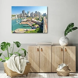 «Австралия, Сидней. Вид на город 2» в интерьере современной комнаты над комодом