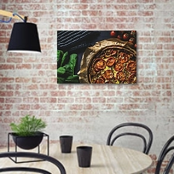 «Томатная пицца» в интерьере современной кухни с кирпичной стеной