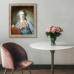 «Portrait of Jean-Georges Noverre, 1764» в интерьере в классическом стиле над креслом
