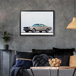 «Mustang Fastback '1965» в интерьере гостиной в стиле лофт в серых тонах
