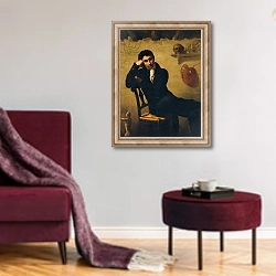 «Portrait of an Artist in his Studio» в интерьере гостиной в бордовых тонах