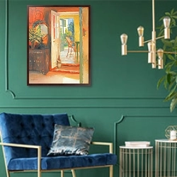 «Open Door, c.2000» в интерьере в классическом стиле с зеленой стеной