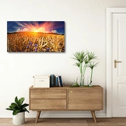 «Пшеничное поле на закате 2» в интерьере современной прихожей над тумбой