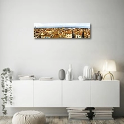«Франция, Прованс. Панорама Арля» в интерьере стильной минималистичной гостиной в белом цвете