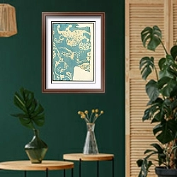 «Chinese prints pl.45» в интерьере в этническом стиле с зеленой стеной