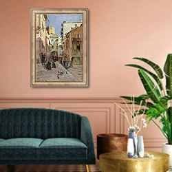 «La Piazza, Sestri Levante» в интерьере классической гостиной над диваном
