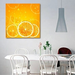 «Апельсиновый сок 4» в интерьере светлой кухни над обеденным столом