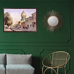 «Ceramic Reflection, Shiraz, 1994» в интерьере классической гостиной с зеленой стеной над диваном