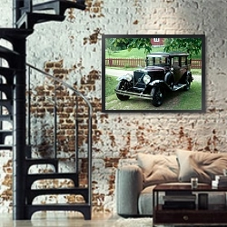 «Volvo TR673» в интерьере двухярусной гостиной в стиле лофт с кирпичной стеной