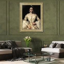 «Портрет С. С. Яковлевой» в интерьере гостиной в оливковых тонах