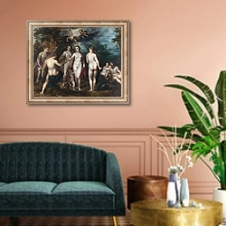 «Суд Париса 5» в интерьере классической гостиной над диваном