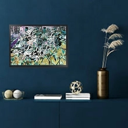 «Tanglewood, 2017, Mixed Media on Wood Panel.» в интерьере в классическом стиле в синих тонах