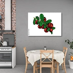 «Ветка красной клюквы» в интерьере кухни над обеденным столом