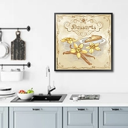 «Десерт, ретро-плакат» в интерьере кухни над мойкой