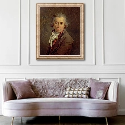 «Self Portrait, 1791» в интерьере гостиной в классическом стиле над диваном