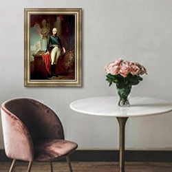 «Портрет Александра I 4» в интерьере в классическом стиле над банкеткой