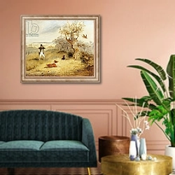 «Pheasant Shooting 2» в интерьере классической гостиной над диваном