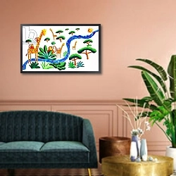 «Jungle River 2, 2002» в интерьере классической гостиной над диваном