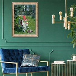 «Red Chairs and Chablis» в интерьере в классическом стиле с зеленой стеной