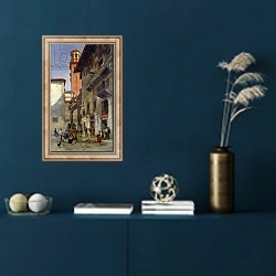 «Via Mazzanti, Verona, 1880» в интерьере в классическом стиле в синих тонах