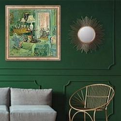 «The Green Drawing Room» в интерьере классической гостиной с зеленой стеной над диваном