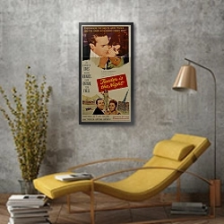 «Ретро-Реклама 448» в интерьере в стиле лофт с желтым креслом