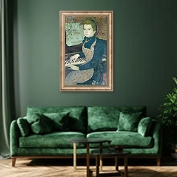 «Marthe at the Piano or, Minuet of Princess Maleine, 1891» в интерьере зеленой гостиной над диваном