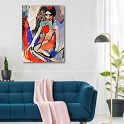 «Krimmi pruut» в интерьере современной гостиной над синим диваном