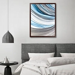«Абстракция «Волны Перемен» 10» в интерьере спальне в стиле минимализм над кроватью