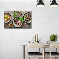 «Мясные блюда» в интерьере современной столовой над обеденным столом